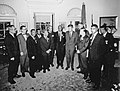 Image 6Kennedy meets with march leaders. Left to Right – Willard Wirtz, Matthew Ahmann, Martin Luther King Jr., John Lewis, Rabbi Joachin Prinz, Eugene Carson Blake, A. Philip Randolph, President John F. Kennedy, Vice President Lyndon Johnson, Walter Reuther, Whitney Young, Floyd McKissick, Roy Wilkins (not in order) (from March on Washington for Jobs and Freedom)
