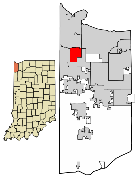Location of Highland in Lake County, Indiana.