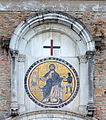 Mosaic by Lorenzo Cosmati with the symbol of the Trinitarian Order over the portal of San Tommaso in Formis, 1210