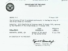 Order 31-3 for promoting George Washington to the rank of General of the Armies of the United States effective 4 July 1976