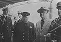 President Franklin D. Roosevelt and Prime Minister Winston Churchill aboard the USS Augusta after signing the Atlantic Charter, 1941