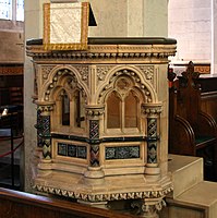 The pulpit in St. Alban's Anglican Church in Copenhagen, Denmark, donated and manufactured by Doulton
