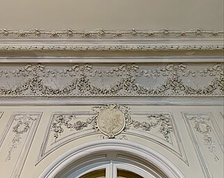 Neo-Louis XVI style festoons with a medallion above a door in Strada Arthur Verona no. 15, Bucharest, unknown architect, c.1910