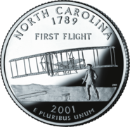 In 2001, the US Mint selected the first flight as the image North Carolina's issue in the state quarter series
