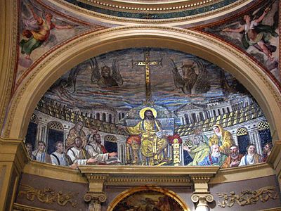 The Early Christian apse mosaic of Santa Pudenziana in Rome has been retained despite later renovations.