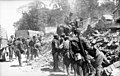 Soviet POWs clear the way for Wehrmacht column, Minsk, July 1941 (Wehrmacht photo)