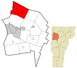 Location in Chittenden County and the state of Vermont.