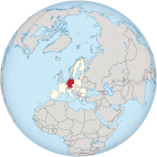 Deutschland (rot) auf der Nordhalbkugel der Erde