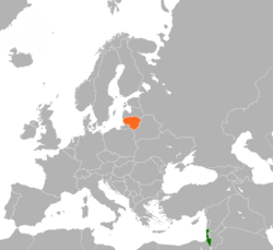 Map indicating locations of Israel and Lithuania