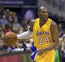 Kobe Bryant wearing his trademark 24 basketball uniform