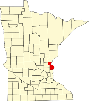 Map of Minnesota highlighting Chisago County