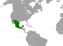 Map indicating locations of Mexico and Trinidad and Tobago