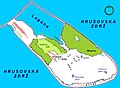 Map of Vtáčí ostrov ("Bird Island") on the Hrušovská zdrž
