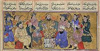 Persian manuscript from the 14th century describing how an ambassador from India brought chess to the Persian court