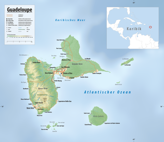 Reliefkarte von Guadeloupe