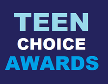 A logo of teen choice awards in a blue colour scheme all capitals