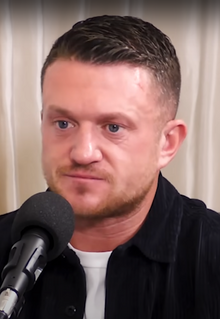 Tommy Robinson on the "Anything Goes With James English" Podcast in 2023.