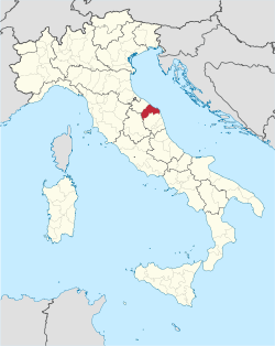 Map highlighting the location of the province of Ancona in Italy