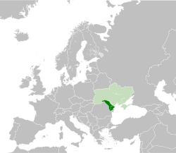 Map of Bessarabia within Moldova and Ukraine