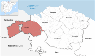 Die Lage der Comarca Enkarterri in der Provinz Bizkaia