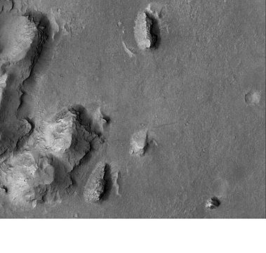 Buttes and layers in Aeolis, as seen by Mars Global Surveyor