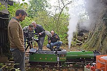 Still shot taken from the documentary The Unstoppable Flying Scotsman showing the filming of Bongo.