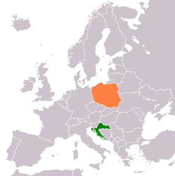 Map indicating locations of Croatia and Poland