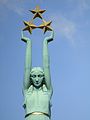Three stars on the Freedom Monument in Riga