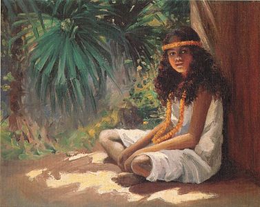 Portrait of a Polynesian Girl, oil on canvas painting by Helen Thomas Dranga, c. 1910