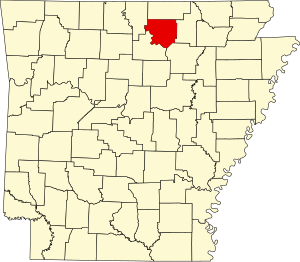 Map of Arkansas highlighting Izard County