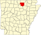 State map highlighting Izard County