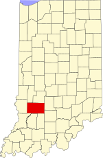 Map of Indiana highlighting Greene County
