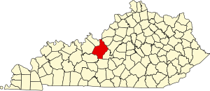 Map of Kentucky highlighting Hardin County