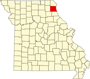 Map of Missouri highlighting Lewis County