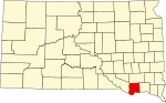 State map highlighting Bon Homme County