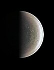 Image from about 94,500 km (58,700 mi) of Jupiter's southern polar region (27 August 2016)