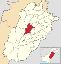 Karte von Pakistan, Position von Distrikt Jhang hervorgehoben