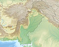 Physische Positionskarte von Pakistan mit dem Karakorum oben rechtsmittig