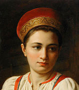 Peasant girl with kokoshnik headdress, ca. 19th century.