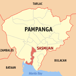 Map of Pampanga with Sasmuan highlighted