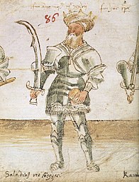 Mitteleuropäische Darstellung Saladins, 15. Jahrhundert