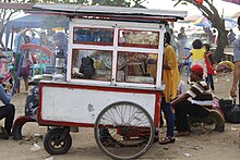 Sate Padang sold in a traditional cart at Puruih Beach, Padang