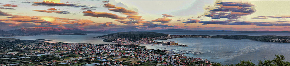 Trogir panorama from NW mountain belveder