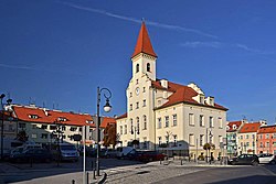 Trzebnica town hall and market square