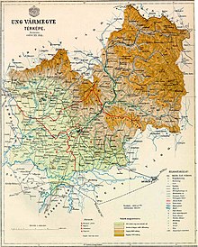 Map of Ung county in the Kingdom of Hungary (1891)