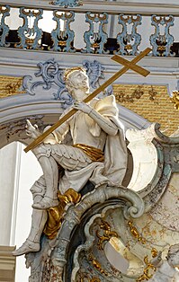 St Agathius in centurion armour holding a cross