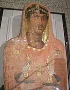 Fayum mummy portrait of a man named Herakleides, 50–100 AD, Getty Villa