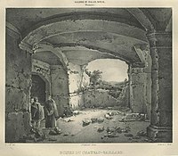 Ruines des Casemates du Château Gaillard (lithograph by C. Motte after the painting of 1822)