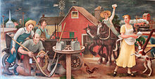 Country Post (1938), mural by Doris Lee for the Clinton Federal Building