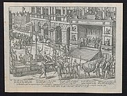 Anjou's inauguration in front of Antwerp's City Hall on 22 February 1582 ( Print Room of the University of Antwerp)
